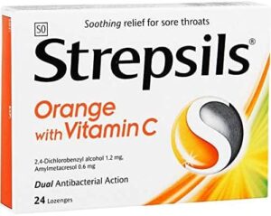 Strepsils Orange With Vitamin C 100 mg 24 Lozenges