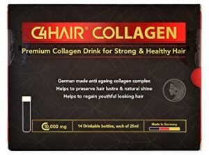 C4 HAIR Premium Halal Collagen Drink for Strong & Healthy Hair | Peach Flavoured | Sugar Free (14 bottles x 25ml)