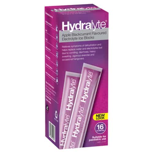 Hydralyte – Electrolyte Ice Blocks – Apple Blackcurrant – Pack of 16